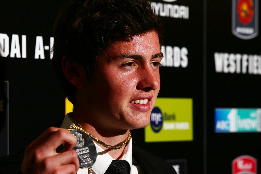 Marco Rojas of the Victory poses with the Johnny Warren Medal as the Hyundai A-League Player of the Year during the 2013 FFA A-League and W-League Awards at Hilton Hotel on April 15, 2013 in Sydney, Australia. Marco Rojas of the Victory poses with the Johnny Warren Medal as the Hyundai A-League Player of the Year during the 2013 FFA A-League and W-League Awards at Hilton Hotel on April 15, 2013 in Sydney, Australia.