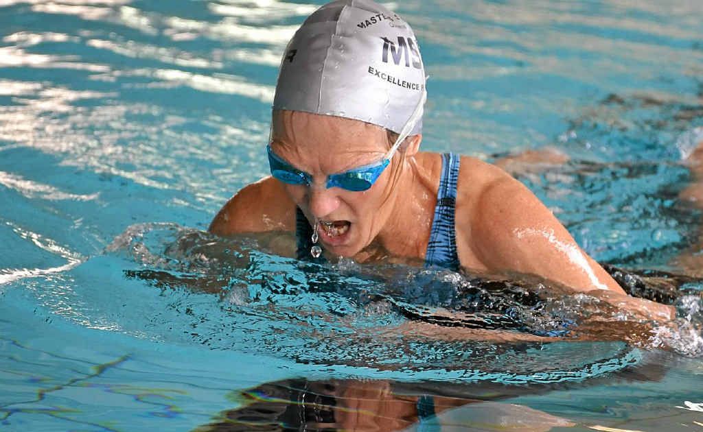 Masters swimming star Hanna Wassenaar shows her breaststroke style in training at WIRAC. Masters swimming star Hanna Wassenaar shows her breaststroke style in training at WIRAC.