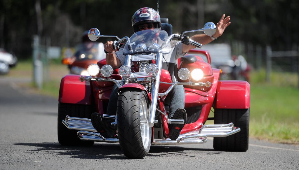 A biker arrives back at the Maryborough showgrounds after a ride during the Ulysses AGM. A biker arrives back at the Maryborough showgrounds after a ride during the Ulysses AGM.