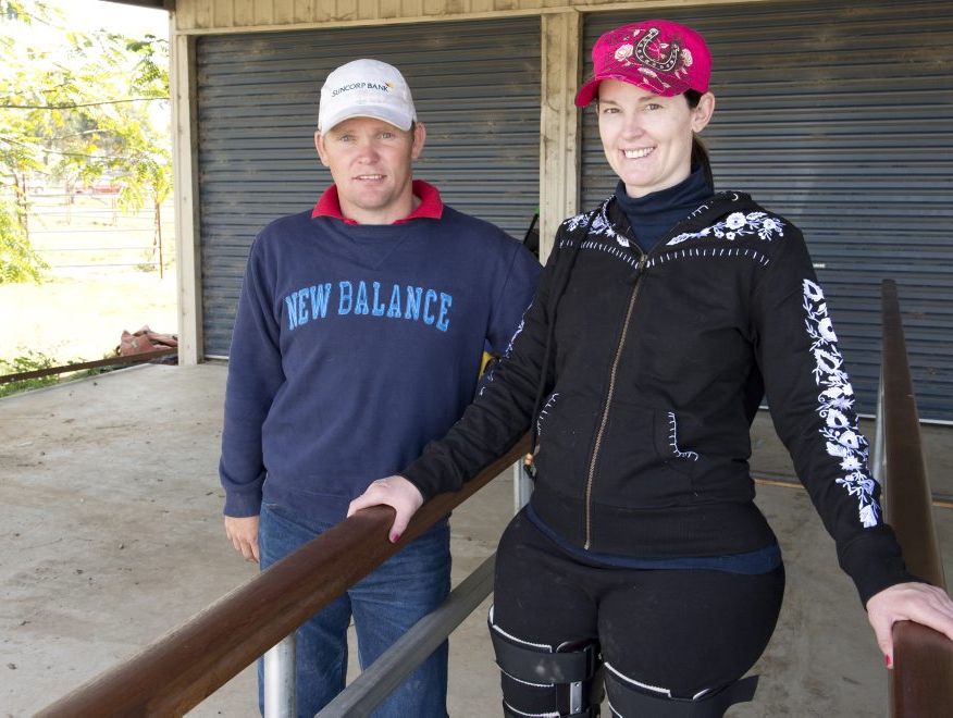 Former Toowoomba jockey Kristy Banks with husband Dale Groves, pictured in August last year. Former Toowoomba jockey Kristy Banks with husband Dale Groves, pictured in August last year.
