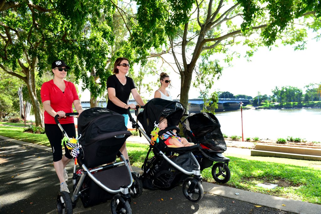 Tammy Kennedy with Roth, Renee Surawski with Mac and Janelle James with Sienna, walking along the Fitzroy Riverbank in Rockhampton. Tammy Kennedy with Roth, Renee Surawski with Mac and Janelle James with Sienna, walking along the Fitzroy Riverbank in Rockhampton.