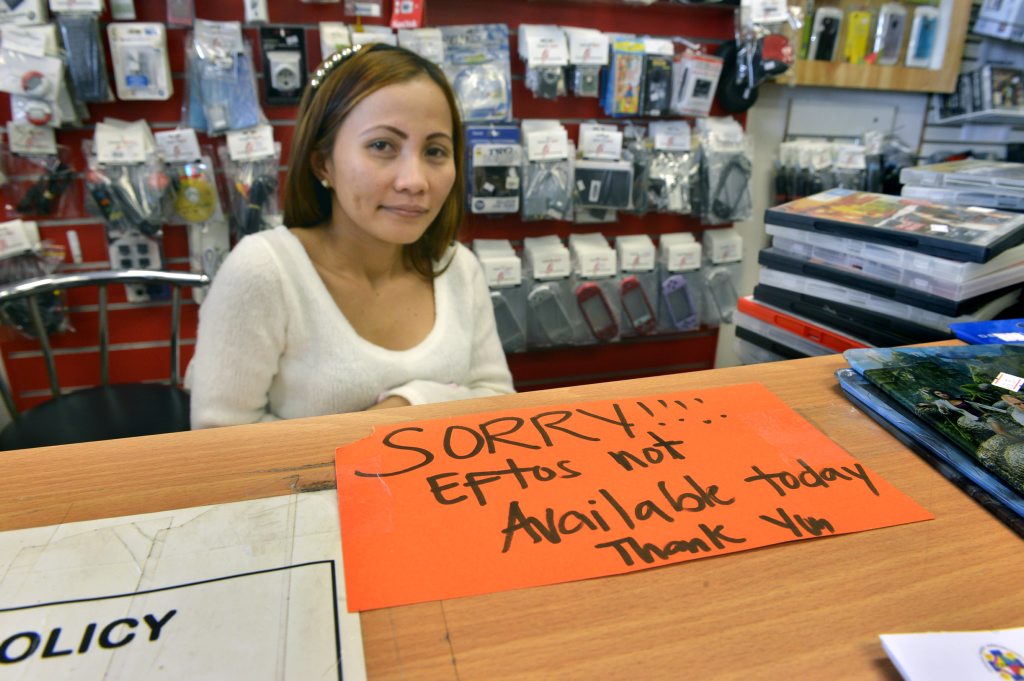NO EFTPOS: Jeanette Hermans from TJ Games & Fashions in Goodna. NO EFTPOS: Jeanette Hermans from TJ Games & Fashions in Goodna.