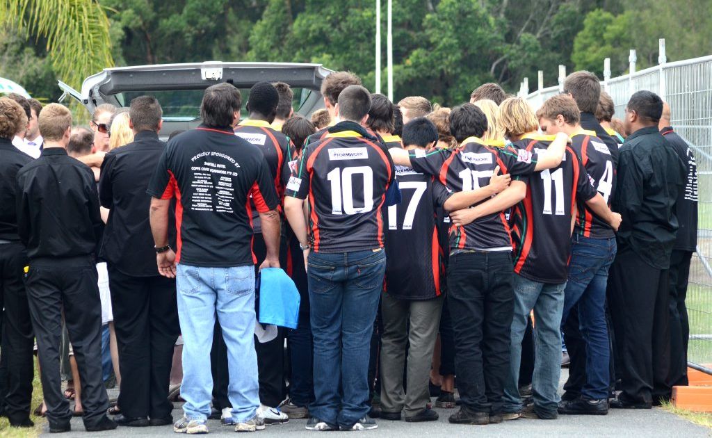 Jake Kedzlie furneral service held at Rex Hardaker Oval. Sawtell Under 16 player. Photo: Leigh Jensen / The Coffs Coast Advocate Jake Kedzlie furneral service held at Rex Hardaker Oval. Sawtell Under 16 player. Photo: Leigh Jensen / The Coffs Coast Advocate