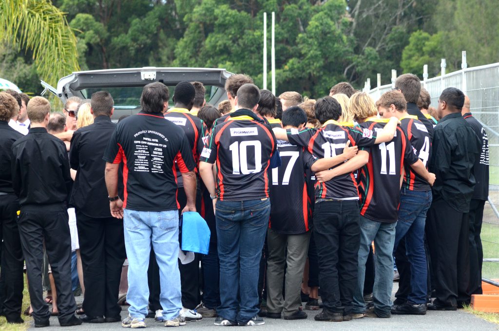 Jake Kedzlie furneral service held at Rex Hardaker Oval. Sawtell Under 16 player. Photo: Leigh Jensen / The Coffs Coast Advocate Jake Kedzlie furneral service held at Rex Hardaker Oval. Sawtell Under 16 player. Photo: Leigh Jensen / The Coffs Coast Advocate