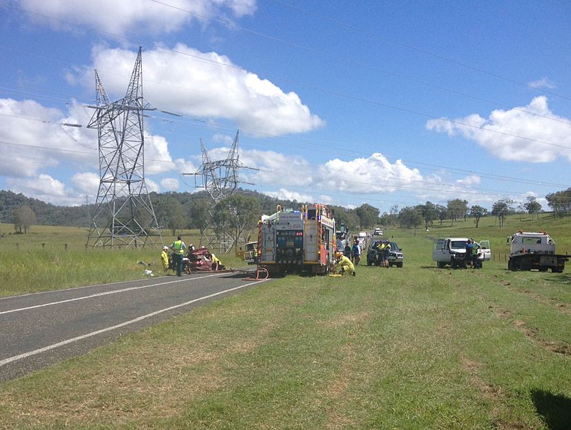The scene of the crash on the Wide Bay Highway. The scene of the crash on the Wide Bay Highway.