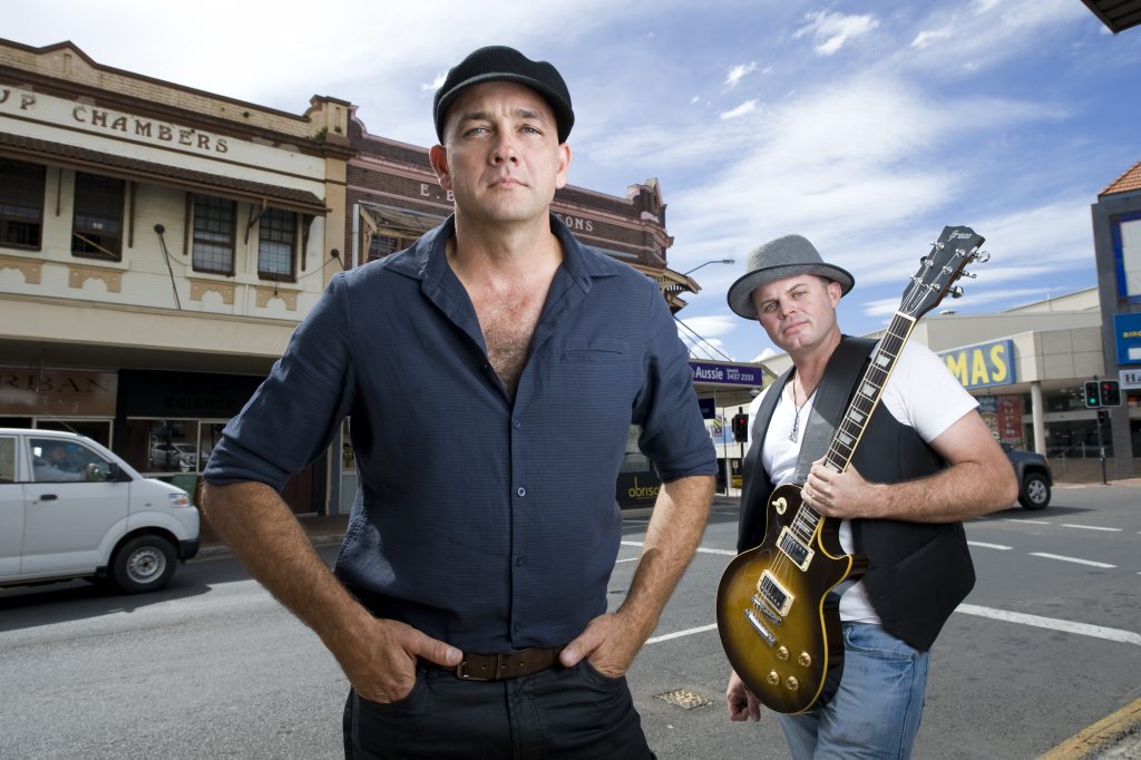 Darren Yarrow and Greg Stephenson are the band called 'Crashing Tomorrow'. Photo: Rob Williams / The Queensland Times Darren Yarrow and Greg Stephenson are the band called 'Crashing Tomorrow'. Photo: Rob Williams / The Queensland Times