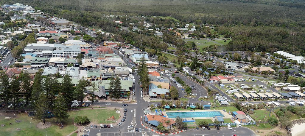 An aerial photograph of Byron Bay. An aerial photograph of Byron Bay.