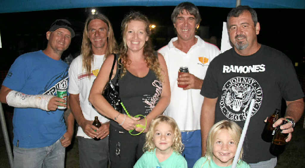 Baffle Creek locals keen to party: Michael Lips, Arty Cipak, Kathy Robertson-Cipak, Steve Wiliams, John Boreham, Darval Robertson-Cipak and Reef Robertson-Cipak. Baffle Creek locals keen to party: Michael Lips, Arty Cipak, Kathy Robertson-Cipak, Steve Wiliams, John Boreham, Darval Robertson-Cipak and Reef Robertson-Cipak.
