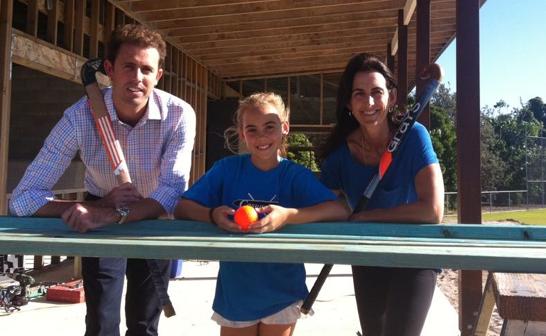 Villawood development manager Michael Williams with Jade Reid and Sharon Buchanan at the Casuarina Hockey Club. Villawood development manager Michael Williams with Jade Reid and Sharon Buchanan at the Casuarina Hockey Club.
