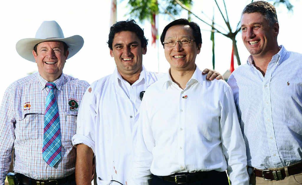 BEEFING IT UP: The Chinese Minister for Agriculture Han Changfu visits the JBS abattoir at Dinmore. Also pictured (from left) are cattle supplier Graeme Acton, plant manager Murray Wilson, and CEO of JBS Australia Brent Eastwood. BEEFING IT UP: The Chinese Minister for Agriculture Han Changfu visits the JBS abattoir at Dinmore. Also pictured (from left) are cattle supplier Graeme Acton, plant manager Murray Wilson, and CEO of JBS Australia Brent Eastwood.