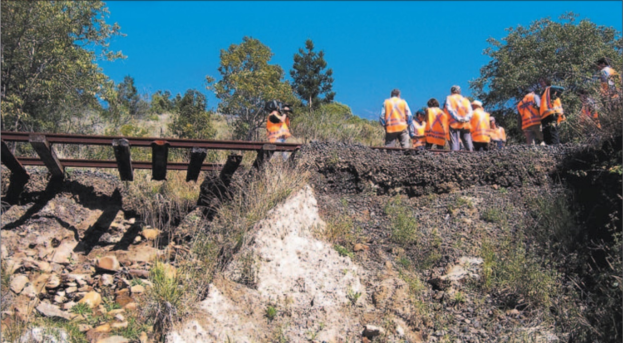 A picture from an inspection of the line done by then NSW Transport Minister John Watkins in 2006. Sections of the line, including this one at St Helena, were badly damaged in the 2005 floods. A picture from an inspection of the line done by then NSW Transport Minister John Watkins in 2006. Sections of the line, including this one at St Helena, were badly damaged in the 2005 floods.