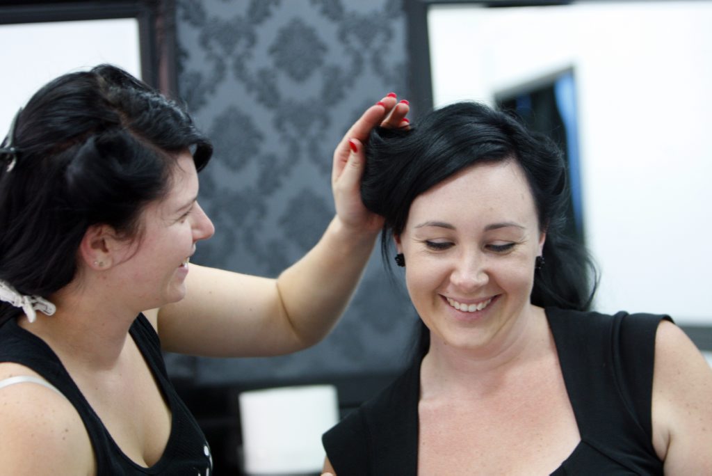Ipswich women learn about vintage hair and make up styles from The Bombshell Burlesque and Beauty Academy. Photo: Claudia Baxter / The Queensland Times Ipswich women learn about vintage hair and make up styles from The Bombshell Burlesque and Beauty Academy. Photo: Claudia Baxter / The Queensland Times
