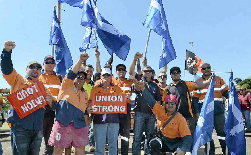 TAKING A STAND: Unions rallied in Gladstone last week, demanding more industry investment in the community. TAKING A STAND: Unions rallied in Gladstone last week, demanding more industry investment in the community.