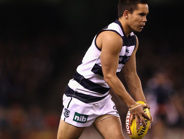 Matthew Stokes of the Cats kicks during the round nine AFL match between the Western Bulldogs and the Geelong Cats at Etihad Stadium on May 25, 2012 in Melbourne, Australia. Matthew Stokes of the Cats kicks during the round nine AFL match between the Western Bulldogs and the Geelong Cats at Etihad Stadium on May 25, 2012 in Melbourne, Australia.
