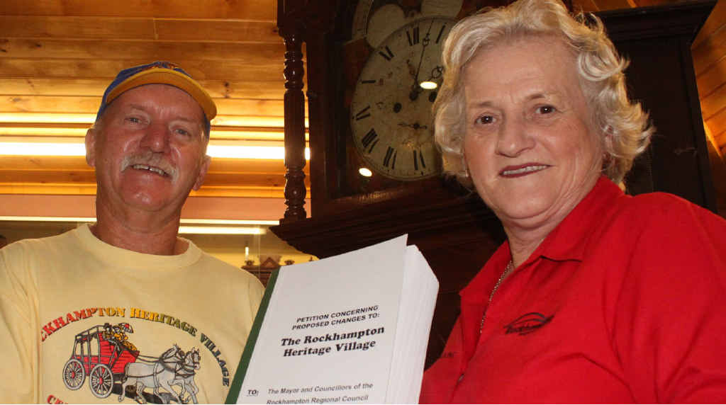 PETITION PUSH: Friends of the Heritage Village Association president Peter Finnigan and Rockhampton Regional councillor Rose Swadling. PETITION PUSH: Friends of the Heritage Village Association president Peter Finnigan and Rockhampton Regional councillor Rose Swadling.