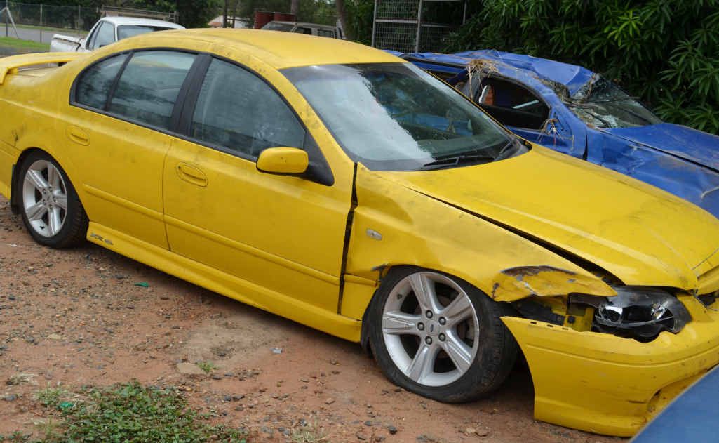 The victim’s battered Ford Falcon XR6. The victim’s battered Ford Falcon XR6.