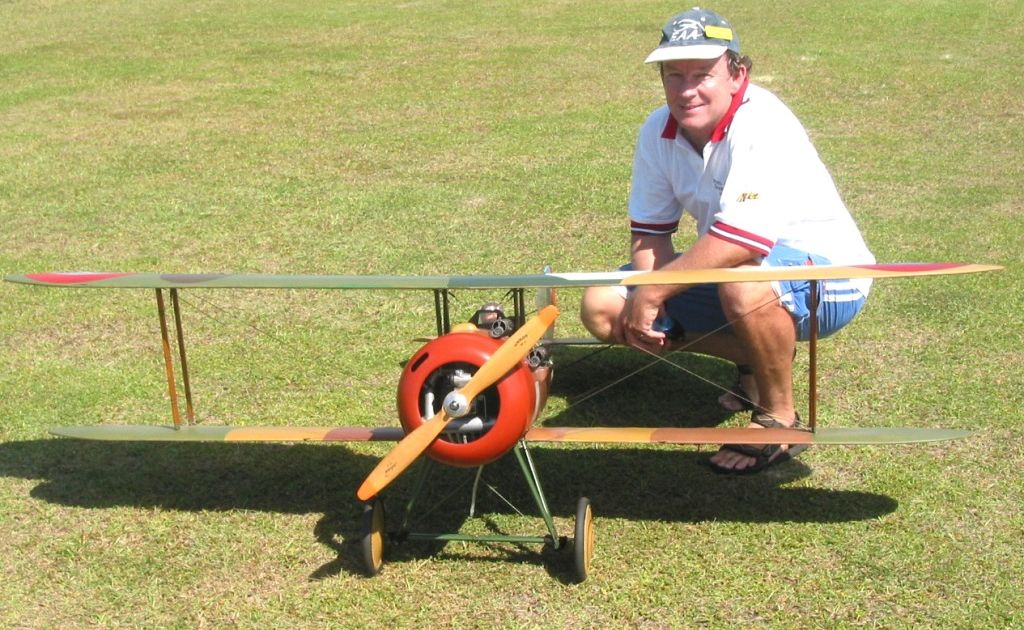Paul Gordon-Brander from Toowoomba with his Nieuport 28 of First World War vintage model at last year’s Warbirds. Paul Gordon-Brander from Toowoomba with his Nieuport 28 of First World War vintage model at last year’s Warbirds.