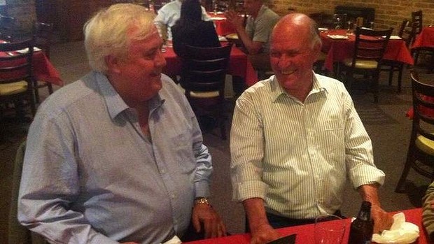 Tony Windsor catches up with Clive Palmer. Photo: Twitter Tony Windsor catches up with Clive Palmer. Photo: Twitter