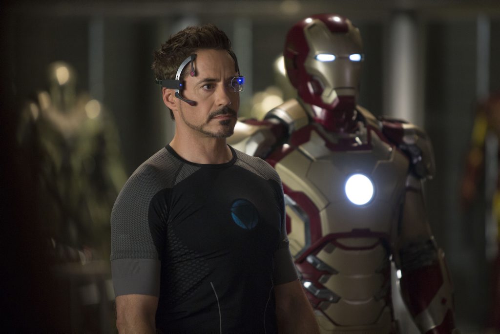 Robert Downey Jr in a scene from the movie Iron Man 3. Robert Downey Jr in a scene from the movie Iron Man 3.