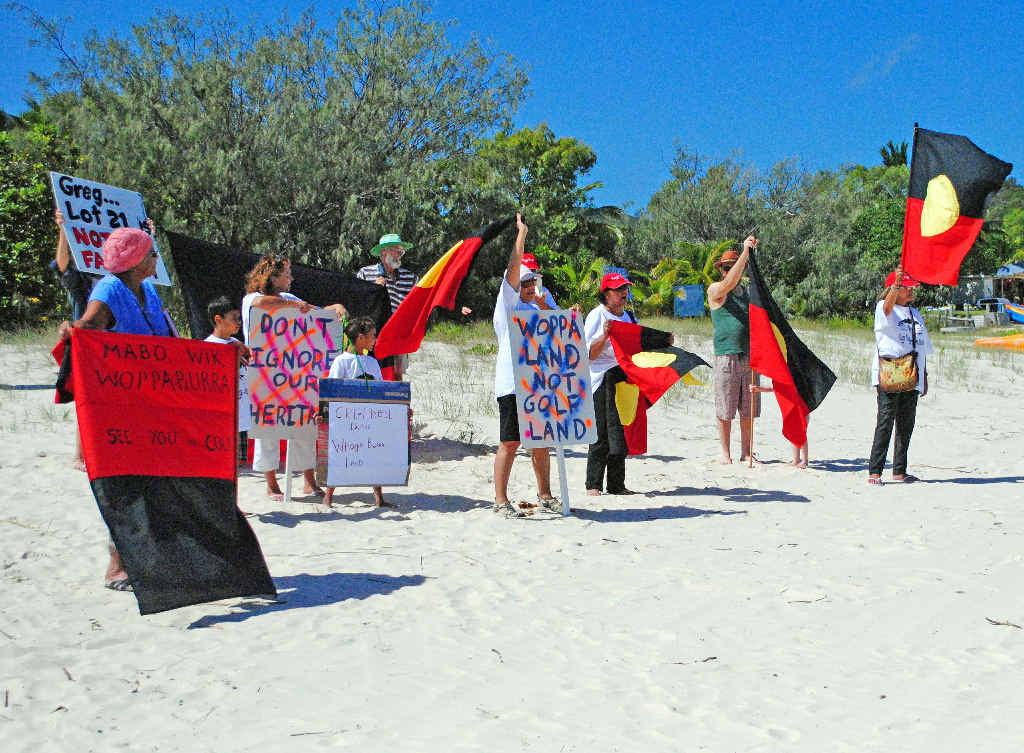 LEFT: A peaceful but determined Woppaburra protest on Great Keppel Island. LEFT: A peaceful but determined Woppaburra protest on Great Keppel Island.