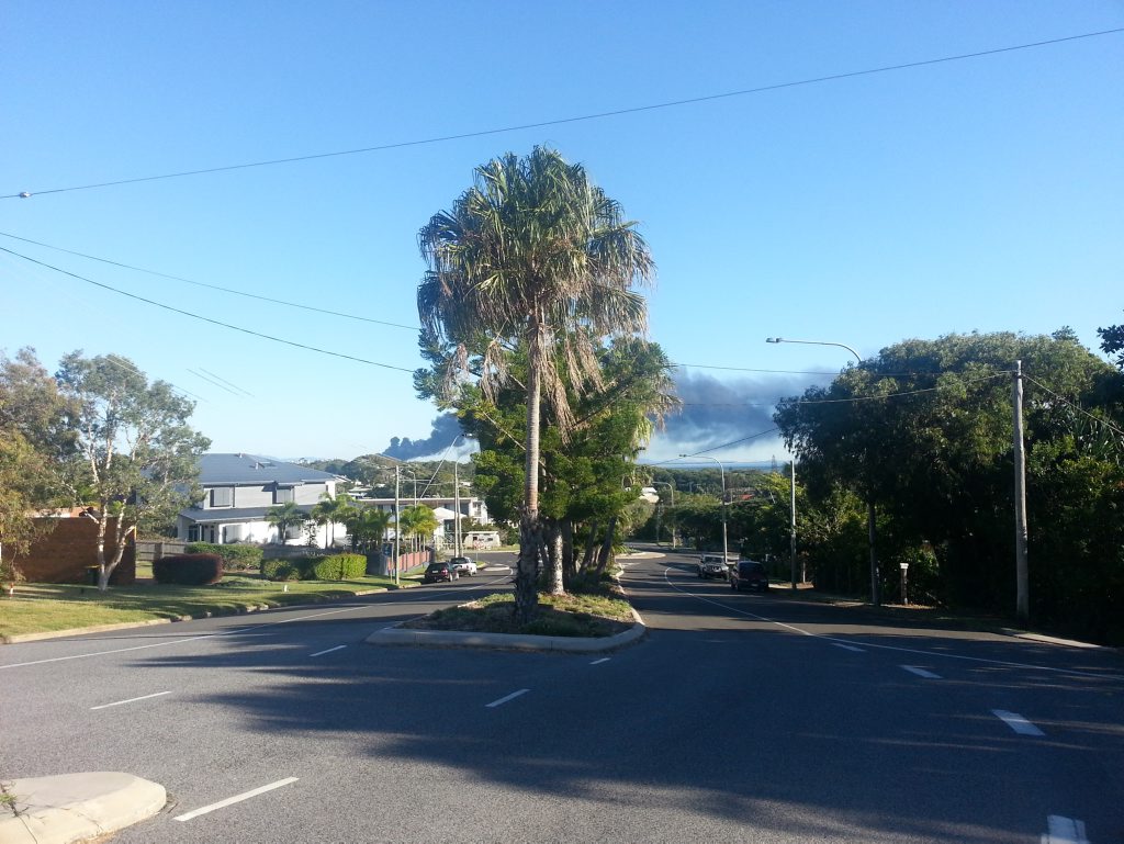 Plumes of thick smoke bellowed out from a fire at Boyne Smelters Limited on May 5 at approximately 7:30am. Photo Contributed Plumes of thick smoke bellowed out from a fire at Boyne Smelters Limited on May 5 at approximately 7:30am. Photo Contributed