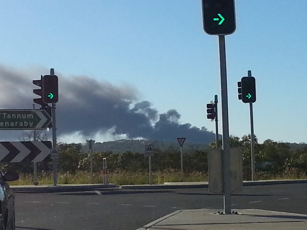 Plumes of thick smoke bellowed out from a fire at Boyne Smelters Limited on May 5 at 7.30am. Photo taken at the Kirkwood Rd and Toolooa bends intersection. Plumes of thick smoke bellowed out from a fire at Boyne Smelters Limited on May 5 at 7.30am. Photo taken at the Kirkwood Rd and Toolooa bends intersection.