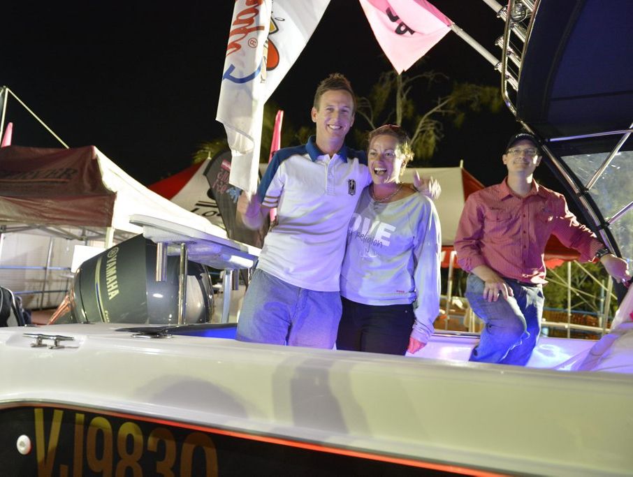Chris Andersen and wife Sonia were elated to be the winners of the $74,000 Cruise Craft Explorer 575 at The Observer Boyne/Tanunm HookUp. Chris Andersen and wife Sonia were elated to be the winners of the $74,000 Cruise Craft Explorer 575 at The Observer Boyne/Tanunm HookUp.