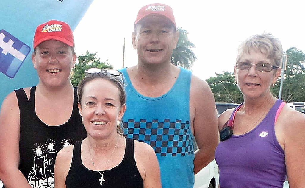 Biggest Loser contestant Jess O’Malley, LayZee runner Chris Evangelou, Biggest Loser contestant Sam O’Malley and LayZee runner Dawn Mansfield took part in Saturday’s 5.45am jog around Mackay. Biggest Loser contestant Jess O’Malley, LayZee runner Chris Evangelou, Biggest Loser contestant Sam O’Malley and LayZee runner Dawn Mansfield took part in Saturday’s 5.45am jog around Mackay.