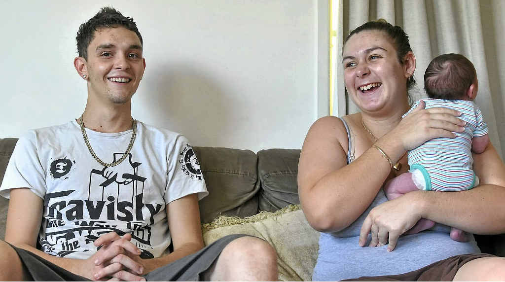 Ben Wyvill, 22, and Kourtney Marks, 19, are happy with the treatment received from Gladstone Base Hospital staff during the birth of their son Charlie Wyvill, now two weeks old. Ben Wyvill, 22, and Kourtney Marks, 19, are happy with the treatment received from Gladstone Base Hospital staff during the birth of their son Charlie Wyvill, now two weeks old.