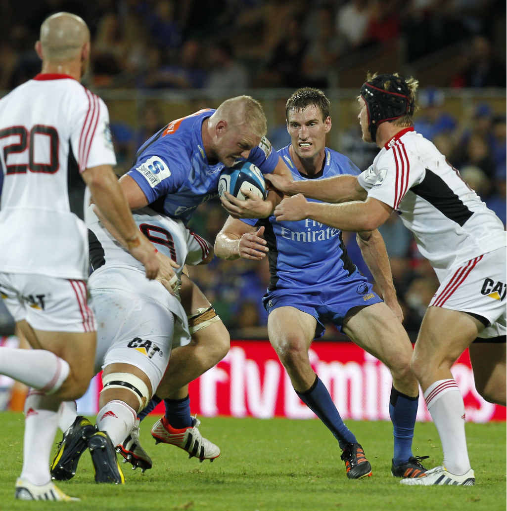 ADVANTAGE LINE: Western Force forward Rory Walton charges into the teeth of the Crusaders defence in the Force’s 16-14 Super Rugby win in Perth last month. ADVANTAGE LINE: Western Force forward Rory Walton charges into the teeth of the Crusaders defence in the Force’s 16-14 Super Rugby win in Perth last month.