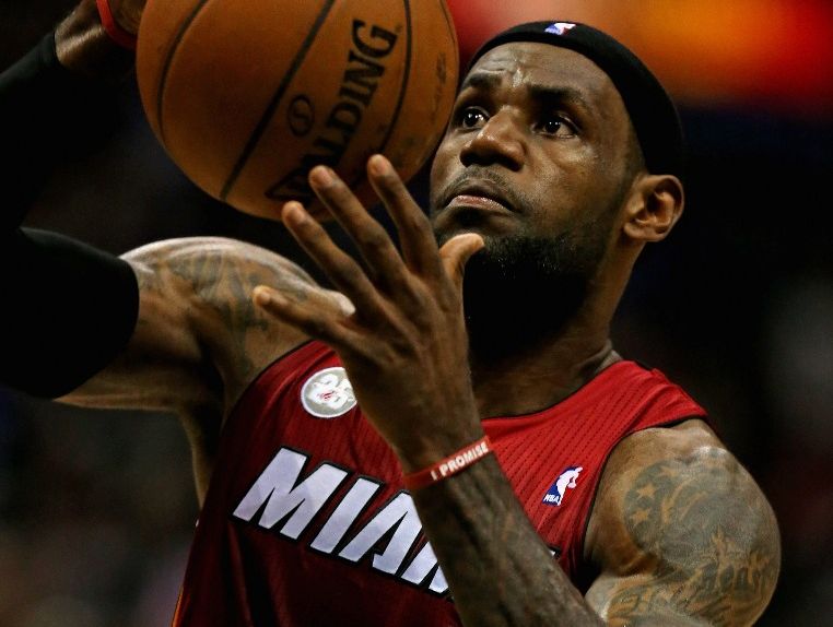LeBron James #6 of the Miami Heat drives to the basket against the Milwaukee Bucks in Game Four of the Eastern Conference Quarterfinals during the 2013 NBA Playoffs at the Bradley Center on April 28, 2013 in Milwaukee, Wisconsin. LeBron James #6 of the Miami Heat drives to the basket against the Milwaukee Bucks in Game Four of the Eastern Conference Quarterfinals during the 2013 NBA Playoffs at the Bradley Center on April 28, 2013 in Milwaukee, Wisconsin.