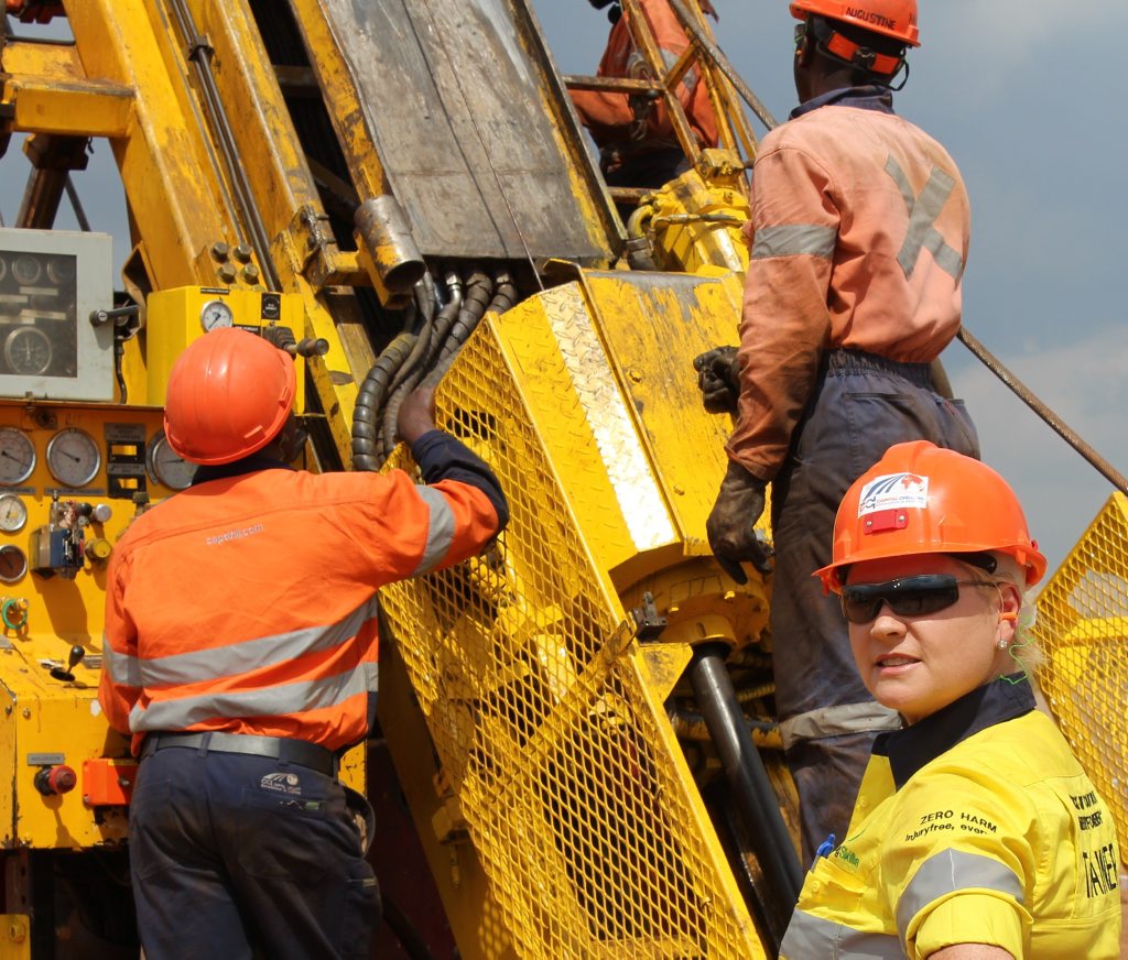 TNT Training Solutions owner Tash Fee training on a drill Rig at Kansanshi Mine Site at Solwezi, Africa. TNT Training Solutions owner Tash Fee training on a drill Rig at Kansanshi Mine Site at Solwezi, Africa.