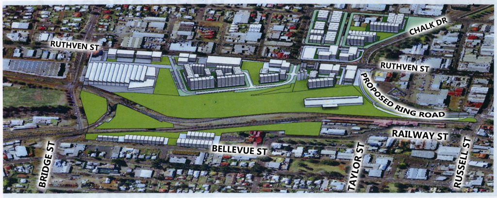 An artist's impression on how the rail yards precinct could look like when completed. An artist's impression on how the rail yards precinct could look like when completed.
