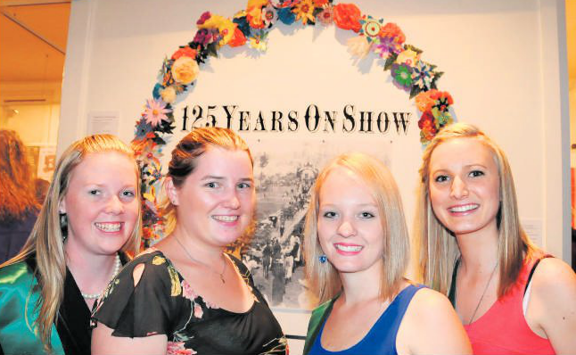 2013 Showgirls Tegan Sewell, Jodie Bell, Kellie Gear and Taleah Dickfos at the opening of the 125 Years On Show exhibition. 2013 Showgirls Tegan Sewell, Jodie Bell, Kellie Gear and Taleah Dickfos at the opening of the 125 Years On Show exhibition.