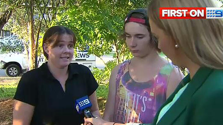 Anna Thomson and her son Kyle Thomson who says he was wrongfully suspended for throwing sandwich at Prime Minister Julia Gillard. Photo: Nine News
Anna Thomson and her son Kyle Thomson who says he was wrongfully suspended for throwing sandwich at Prime Minister Julia Gillard. Photo: Nine News