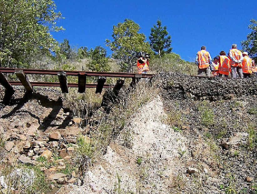 Inspection of the rail line at St Helena in 2006. Inspection of the rail line at St Helena in 2006.
