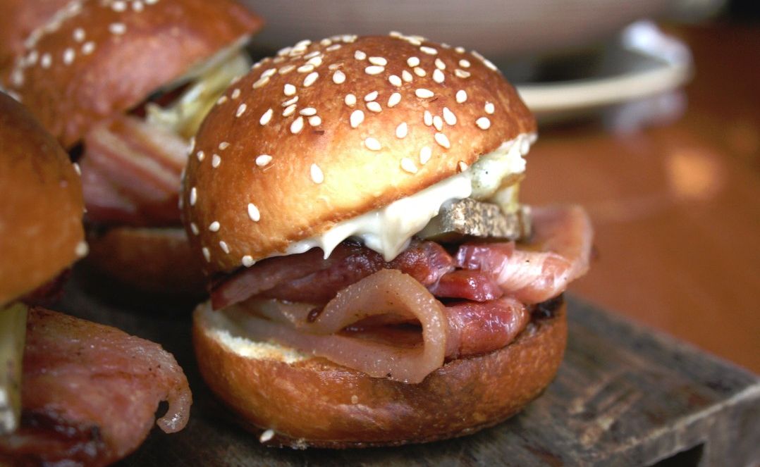 A special slice of Slade Point Meats’ bacon has also been used on an indulgent version of the traditional egg and bacon roll by celebrity chef Colin Fassnidge served at 4Fourteen in Surry Hills. A special slice of Slade Point Meats’ bacon has also been used on an indulgent version of the traditional egg and bacon roll by celebrity chef Colin Fassnidge served at 4Fourteen in Surry Hills.