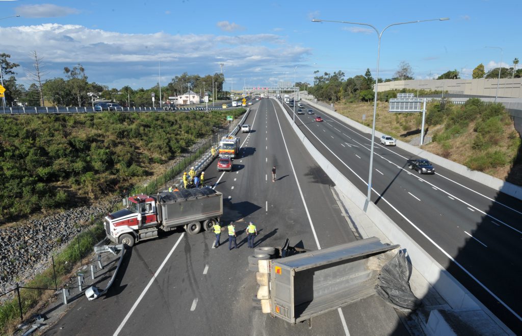 An accident on the Ipswich Motorway at Dinmore. An accident on the Ipswich Motorway at Dinmore.