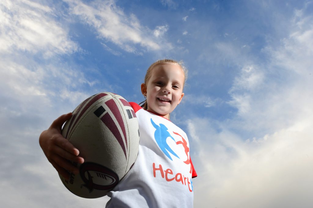 Five year old Tenille Beran will run out at Suncorp Stadium on Friday night as part of the HeartKids team in memory of her brother Hayden, who died at nine months olf of congenital heart disease. Photo: Sarah Harvey / The Queensland Times Five year old Tenille Beran will run out at Suncorp Stadium on Friday night as part of the HeartKids team in memory of her brother Hayden, who died at nine months olf of congenital heart disease. Photo: Sarah Harvey / The Queensland Times