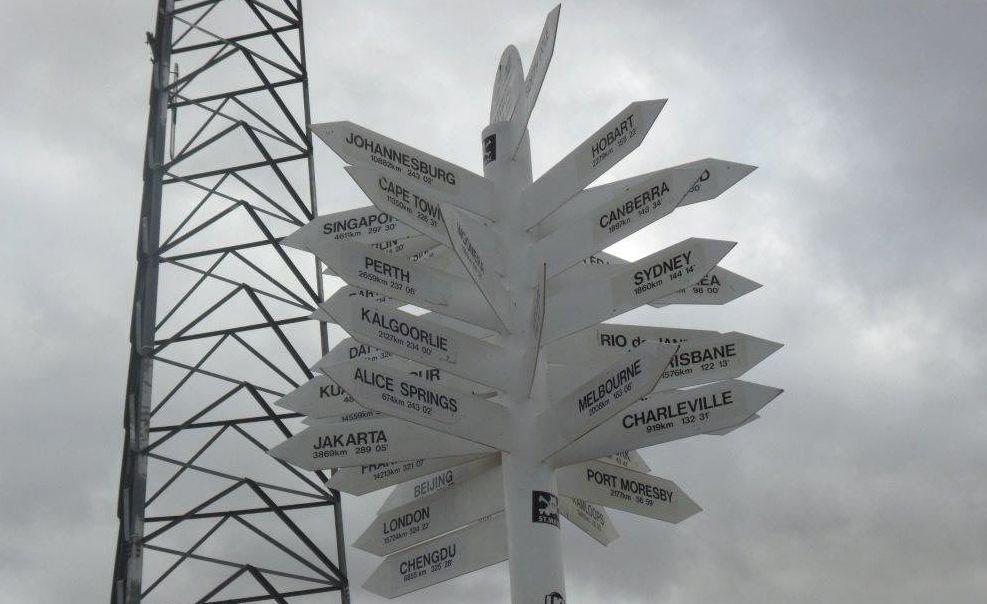 Signpost to the world located at the Mt Isa lookout. Signpost to the world located at the Mt Isa lookout.