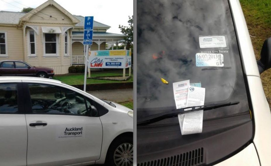 The driver of an Auckland Transport car parked in a disability carpark in Mt Eden will be hit with a $150 fine. The driver of an Auckland Transport car parked in a disability carpark in Mt Eden will be hit with a $150 fine.