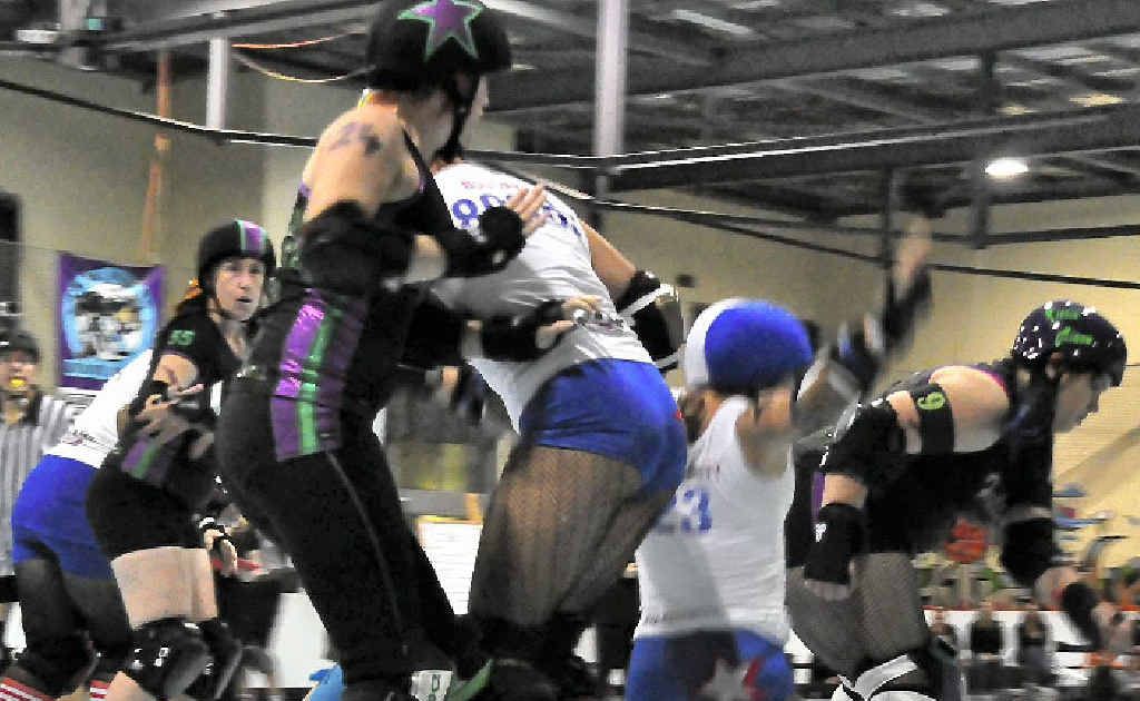 DERBY DUST-UP: Gladstone’s Harbour City Hustlers roller derby team travelled to NSW to take on Tweed Valley Vixens, winning 246-108. DERBY DUST-UP: Gladstone’s Harbour City Hustlers roller derby team travelled to NSW to take on Tweed Valley Vixens, winning 246-108.