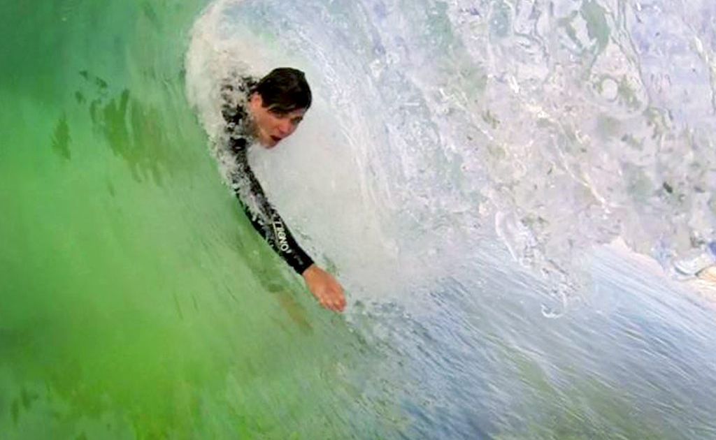 Duncan Wright gets a body surf tube as Nolan Full pulls the trigger. Photo: Nolan Full Duncan Wright gets a body surf tube as Nolan Full pulls the trigger. Photo: Nolan Full