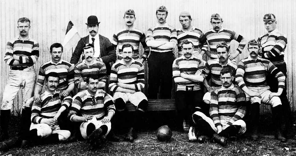 TOUGH TEAM: The 1888 British Lions pictured before their game in Brisbane. The missing space in the middle row would have been for their team captain Bob Seddon. TOUGH TEAM: The 1888 British Lions pictured before their game in Brisbane. The missing space in the middle row would have been for their team captain Bob Seddon.