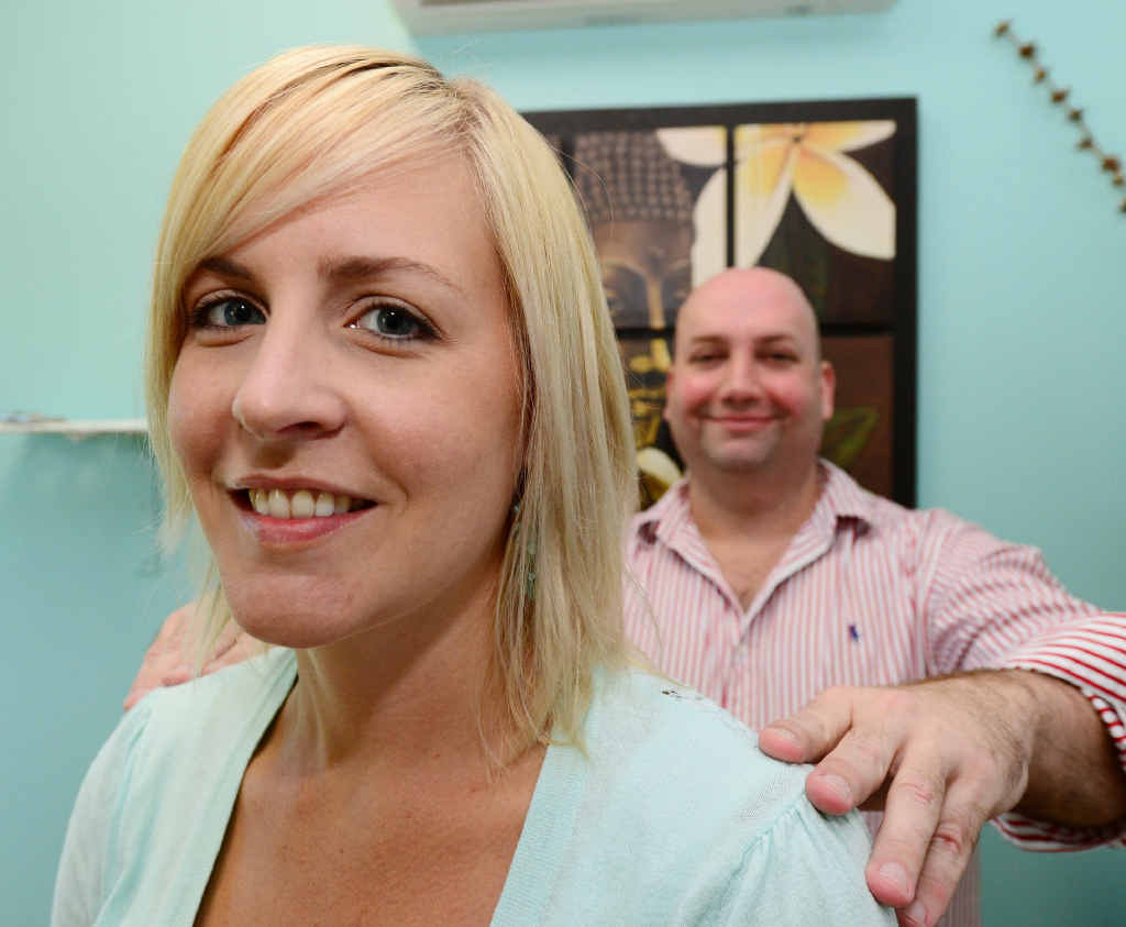 Renee Wikman recieves treatment for her back from chiropractor Nick Daniels. Renee Wikman recieves treatment for her back from chiropractor Nick Daniels.