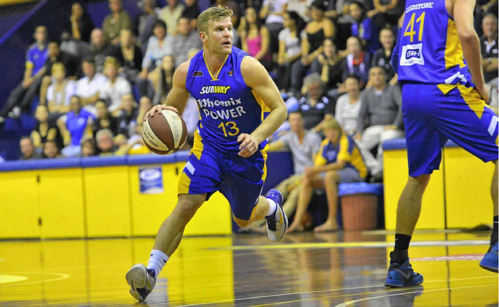 Power’s Shaun Gleeson looks for an opening during a clash with Rockhampton Rockets at Kev Broome Stadium, Gladstone. Power’s Shaun Gleeson looks for an opening during a clash with Rockhampton Rockets at Kev Broome Stadium, Gladstone.