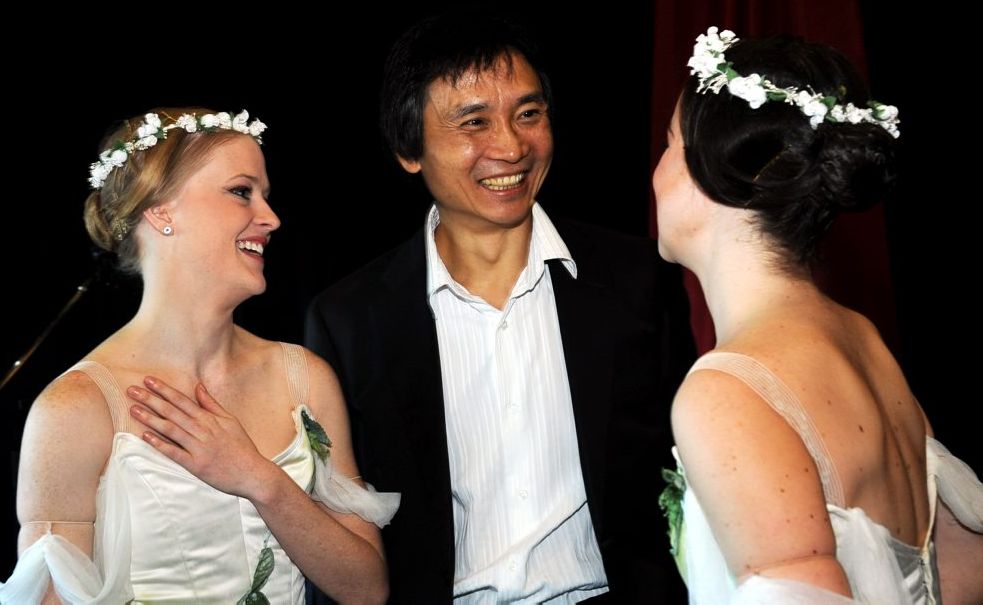 The Queensland Ballet's lead ballerinas with artistic director Li Cunxin at the Brolga Theatre ahead of the performance of Giselle. The Queensland Ballet's lead ballerinas with artistic director Li Cunxin at the Brolga Theatre ahead of the performance of Giselle.