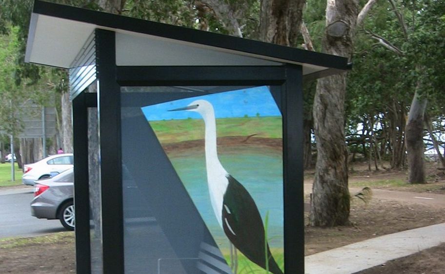 Artist Alan Peebles took it upon himself to attach his artwork to some of the new bus shelters. Artist Alan Peebles took it upon himself to attach his artwork to some of the new bus shelters.