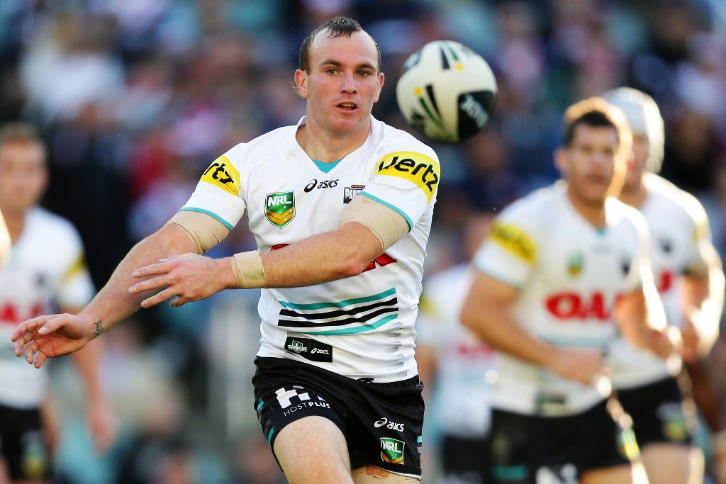 Luke Walsh of the Panthers passes the ball during the round eight NRL match between the Sydney Roosters and the Penrith Panthers at Allianz Stadium on May 5, 2013 in Sydney, Australia. Luke Walsh of the Panthers passes the ball during the round eight NRL match between the Sydney Roosters and the Penrith Panthers at Allianz Stadium on May 5, 2013 in Sydney, Australia.