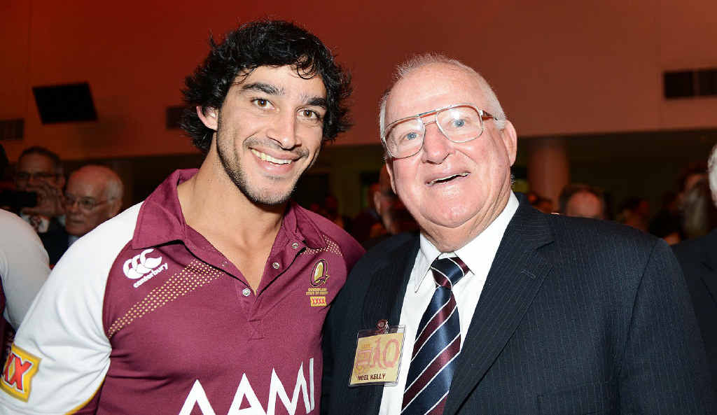 MY GENERATION: Johnathan Thurston and Noel Kelly enjoy themselves at the Maroons’ 2013 State of Origin launch on Monday night. MY GENERATION: Johnathan Thurston and Noel Kelly enjoy themselves at the Maroons’ 2013 State of Origin launch on Monday night.